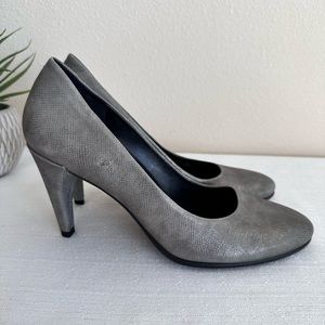 ECCO Danish Design Gray Shimmery Leather Rounded Toe Pumps Women’s EU40 US9-9.5